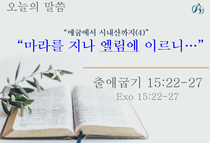 Read more about the article 애굽에서 시내산까지 (4)” 마라를 지나 엘림에 이르니… “ 022524